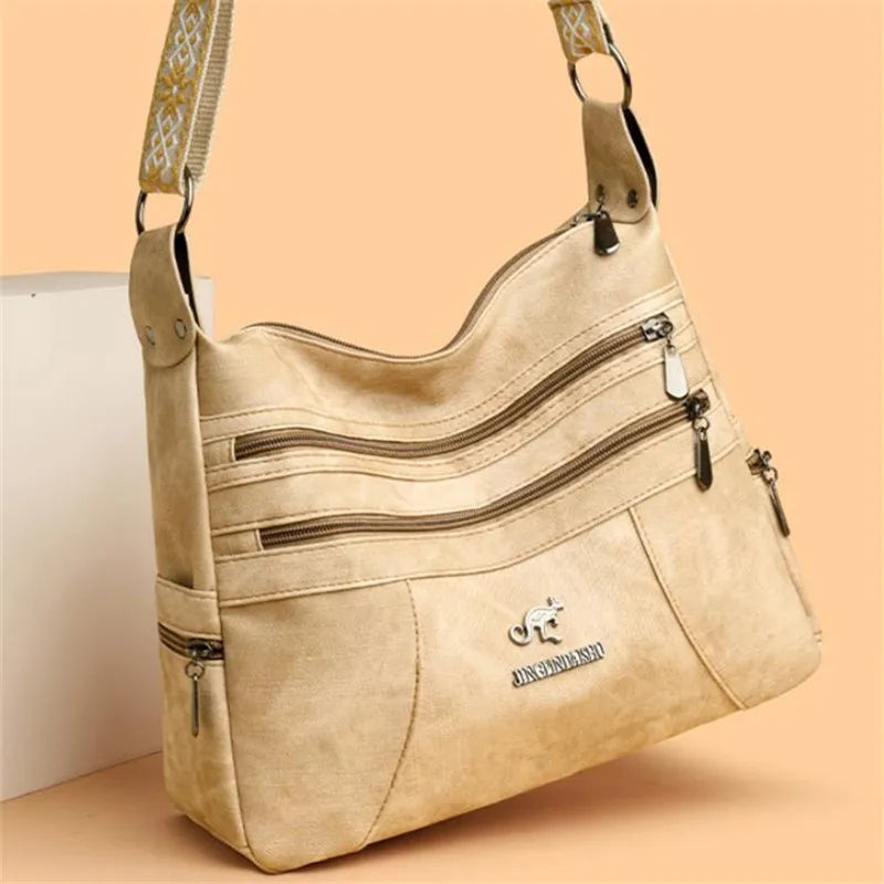 Vintage Style Shoulder Bag | Multi-Layer Crossbody Bag & Casual Faux Leather Handbag