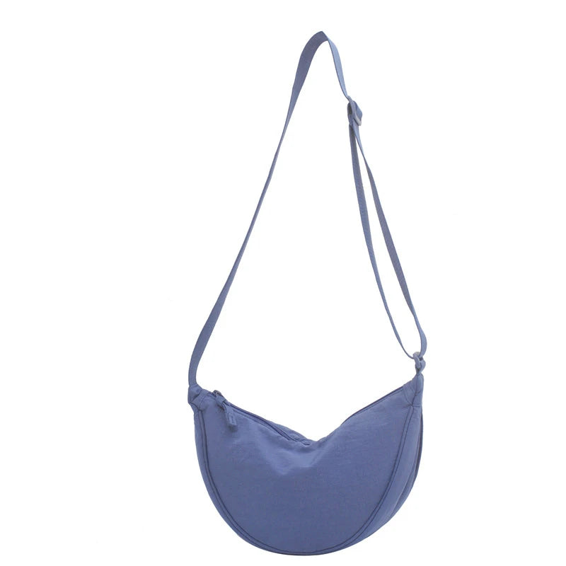 Solid Color Women's Portable Shoulder Bag Simple Female Nylon Cloth Padded Crossbody Bags | Travel Purse Handbags Messenger Bag Luxegan