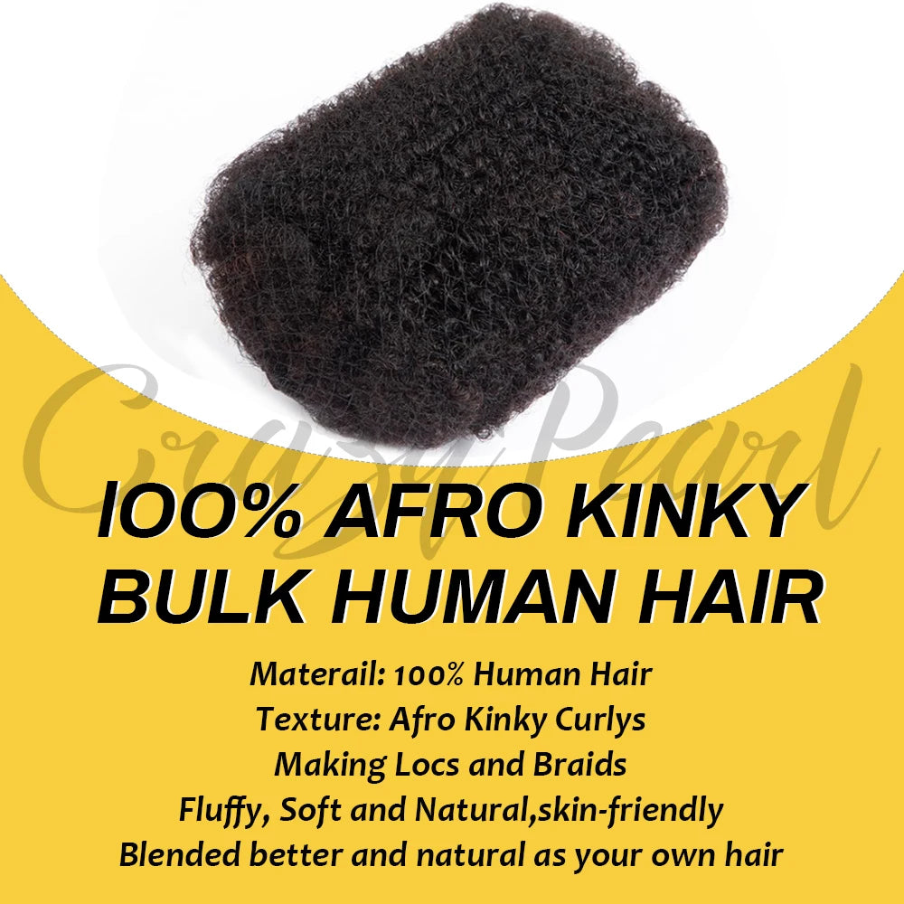 Afro Kinky Bulk Human Hair for Dreadlocks & Locs | 98% Peruvian Hair Twist Braiding Extensions - view 4