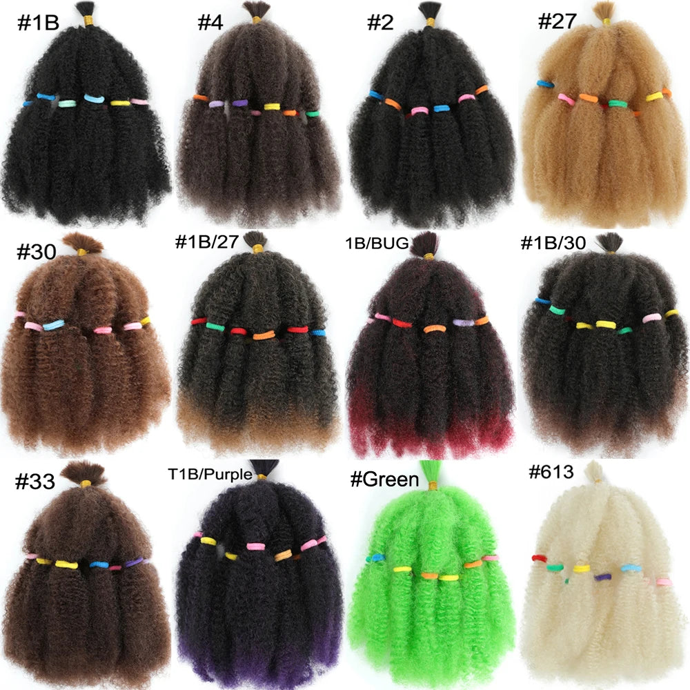 12-Inch Afro Kinky Curly Synthetic Braiding Hair Bulk - Ombre Marley Twists Crochet Extensions - Low Temperature Fiber Afro Twist Bulk Hair for Protective Styles (10 Strands/Pack, 50g) Luxegan