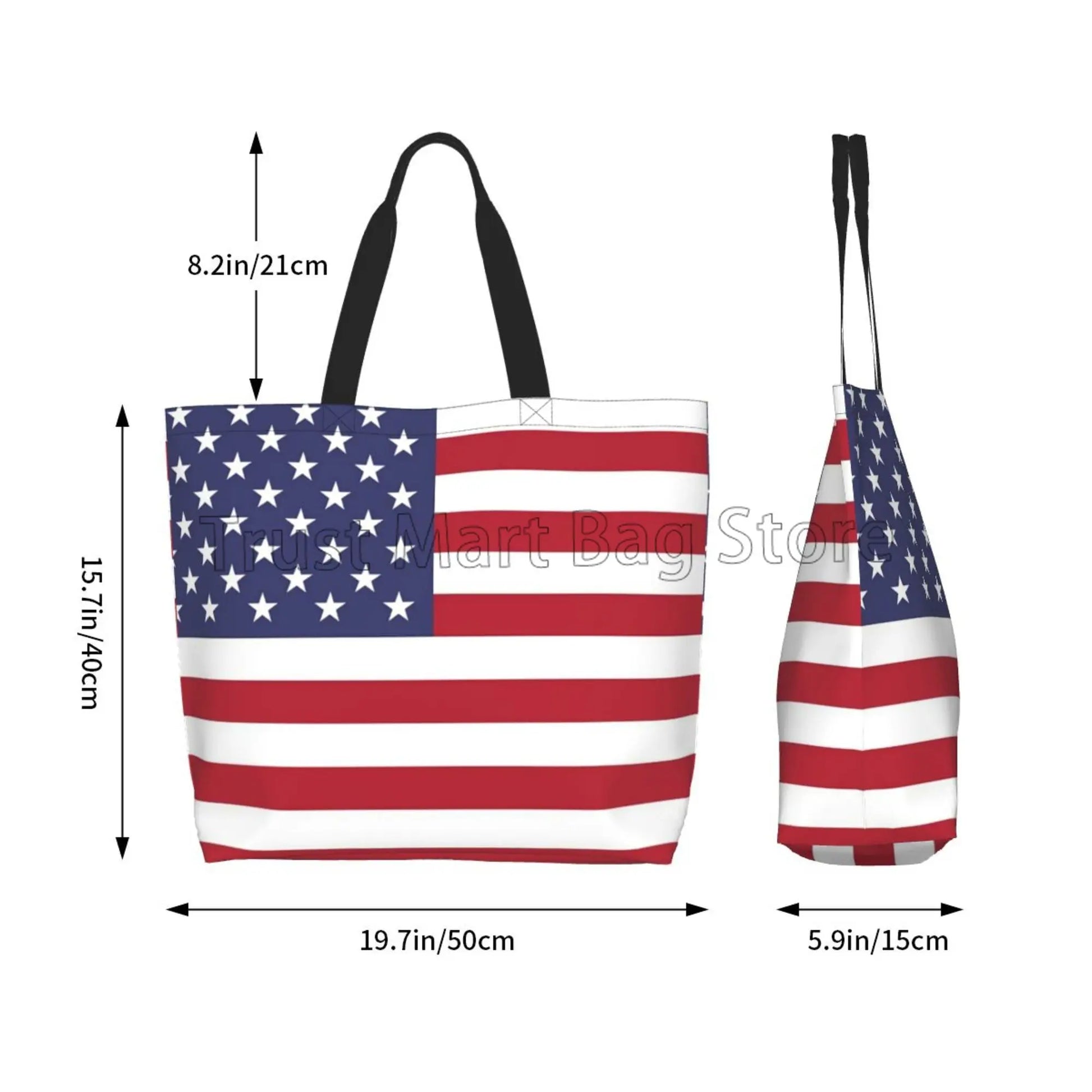 American USA Flag Canvas Tote Bag | Large Women Casual Shoulder Bag Handbag | Reusable Multipurpose Shopping Grocery Bag for Outdoor Luxegan