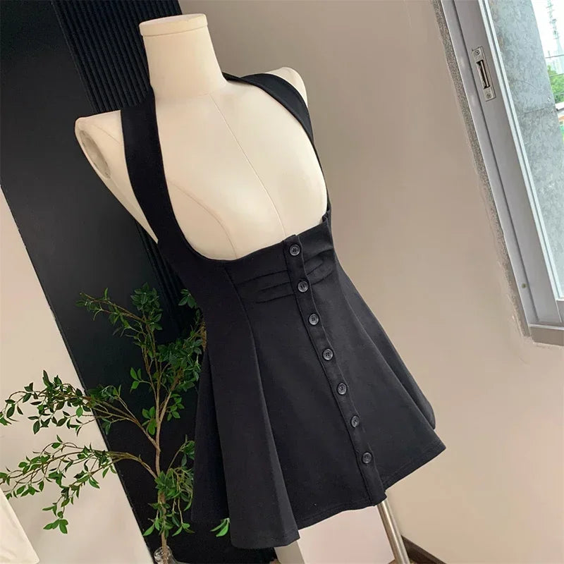 Women's Two-Piece Sexy Chic Halter Dress Set | Fashionable Polo Neck Button-Up Shirt & Slim Mini Dress | Casual Solid Color Autumn/Winter A-Line Outfit Luxegan