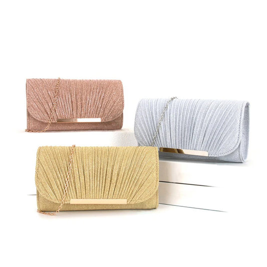 Women's Pleated Dinner Clutch Bag | Hand-held Evening Dress Bag Luxegan
