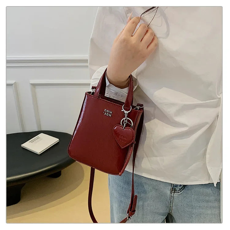 New Trend Korean Silver PU Leather Shoulder Bag | High Quality Mini Vertical Square Crossbody Purse for Women Luxegan