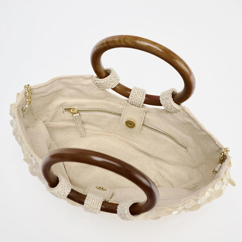 Pure Handmade Natural Shell Bag | New Niche Design Summer Vacation Beach Bag & French Heavy Industry Fashion Ladies Handbag Luxegan