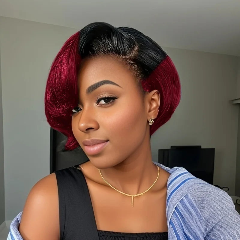 Pixie Curly Short Bob Wig | Sophisticated 13x4 Lace Frontal Silhouette | Elegant "Transparent Lace" Pixie Cut | "Dignified" Swiss Lace Burmese Human Hair Wig for Radiant Versatile Styling Luxegan