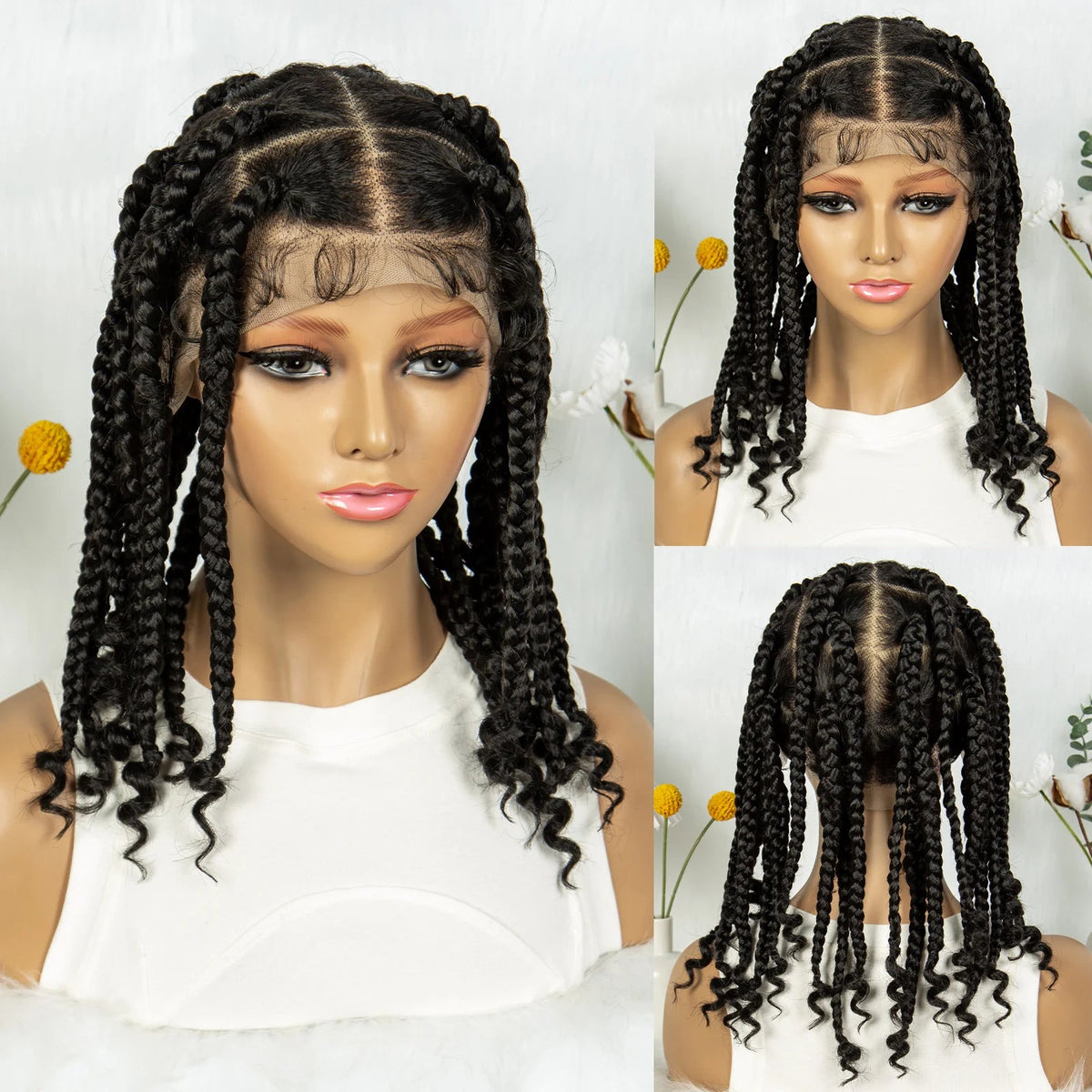 KIMA 14 Inches Synthetic Braiding Wigs Square Box Braided HD Full Lace Wigs for Africa Women Braided Wig with Baby Hair Luxegan