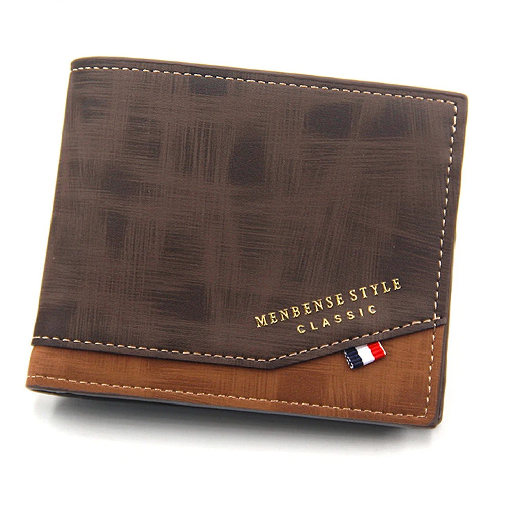 Slim Classic Men's Wallet | Sophisticated "Frosted Leather" Silhouette | Quality Card Holder & Photo Pouch Billfold | "Dignified" High-Performance PU Short Purse for Radiant Versatile Styling Luxegan