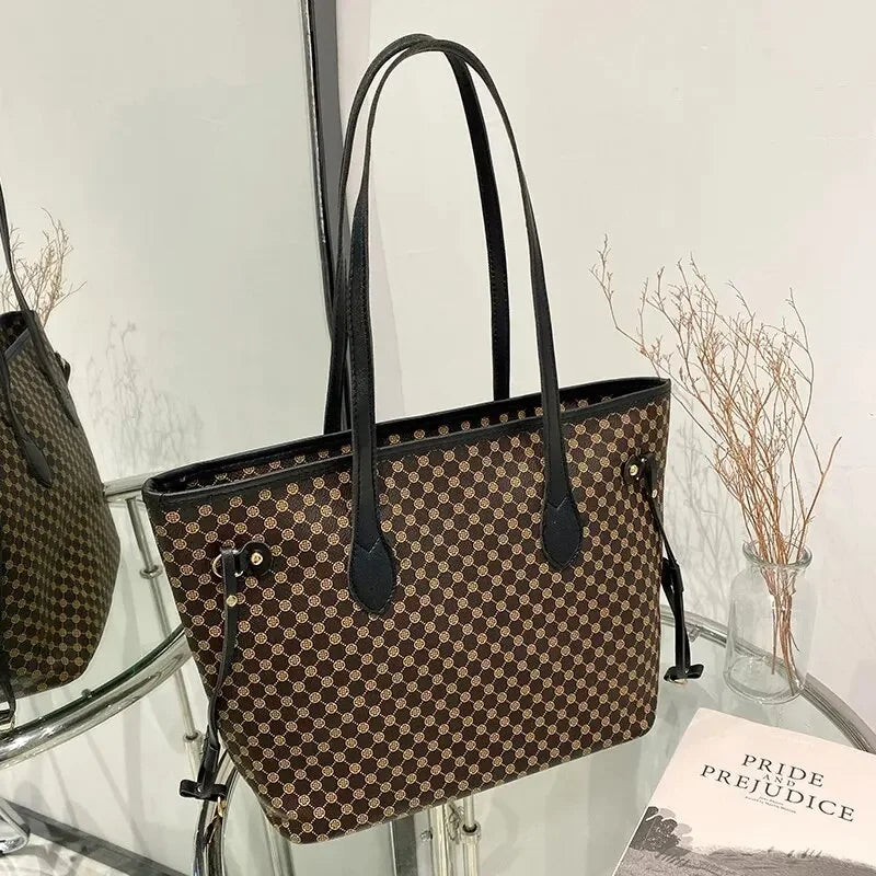 Luxury Large Capacity Top Handle Tote | Soft Criss-Cross Shoulder Bag Luxegan