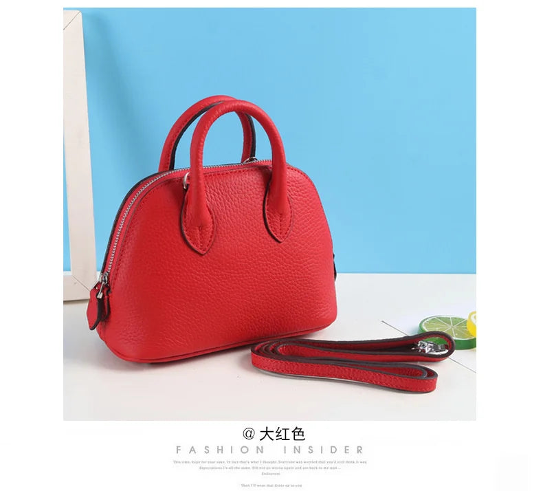 Shell Bag Women's Messenger Bag | Cow Leather Simple Shoulder Bag & Fashion Ladies Classic Handbag (Small Mobile Phone Crossbody Bag) Luxegan
