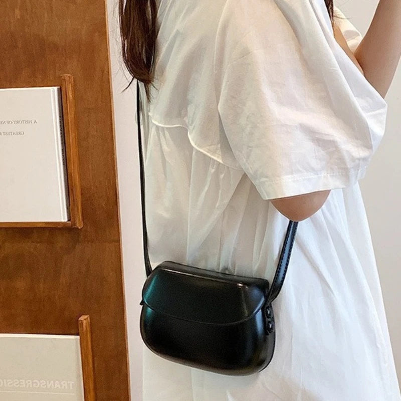 Women's Small Messenger Bag | Solid PU Leather Shiny Shoulder Bag & Saddle Purse LUxegan