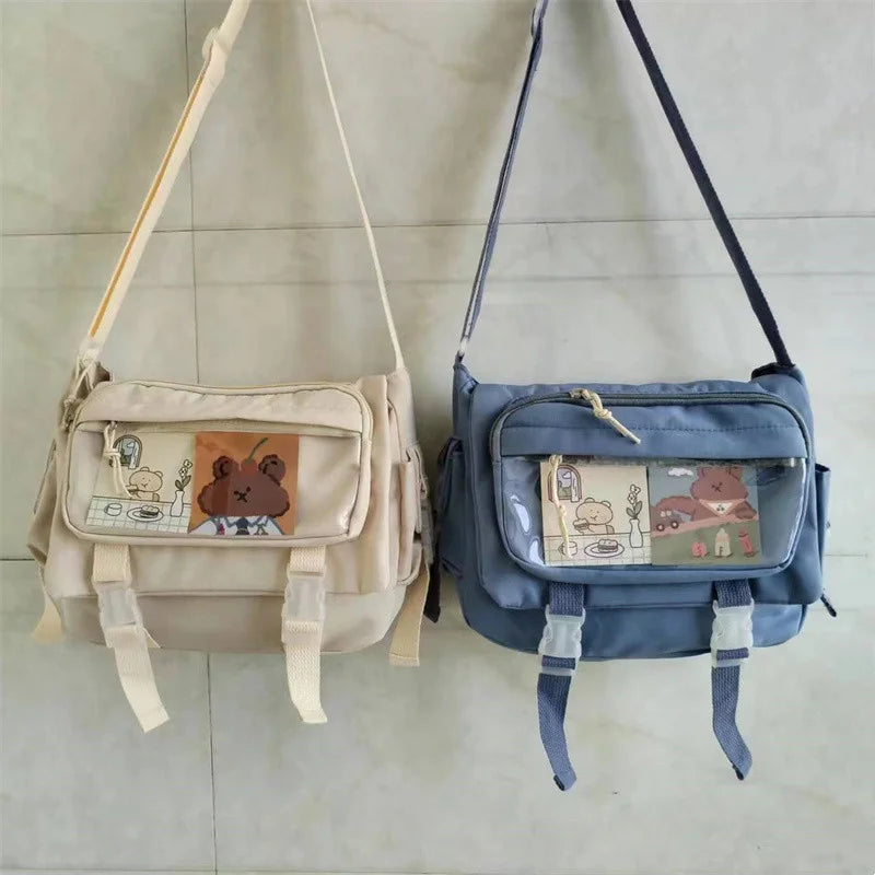 Japanese Harajuku Style Canvas Messenger Bag | Large Capacity Student Tote Luxegan