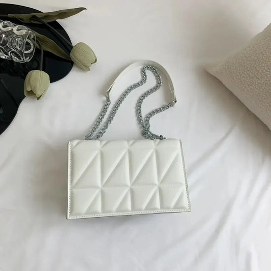 Classic Square Chain Bag | Stylish PU Leather Crossbody Purse Luxegan