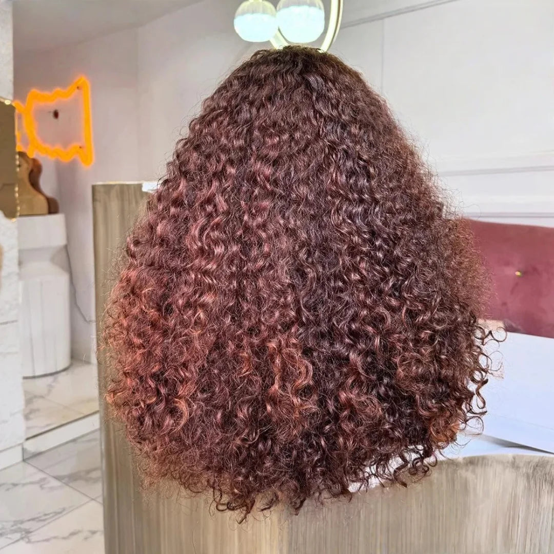 26-Inch Soft Dark Brown Kinky Curly Lace Wig | Sophisticated 180% Density Frontal | Elegant "High-Temperature Fiber" Silhouette | "Dignified" Pre-Plucked Natural Hairline with Baby Hair for Radiant Versatile Styling Luxegan