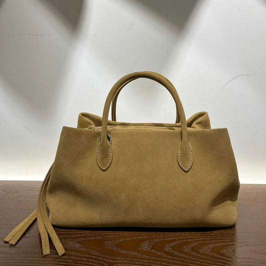 Premium Suede & Top Layer Cowhide Handbag | High-End Minimalist One-Shoulder Crossbody | Multi-Component Women’s Satchel with Organic Cotton Lining | Sophisticated Four-Season Purse (Model JY-2509133) Luxegan