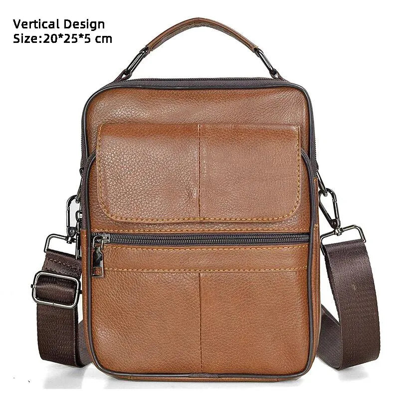 Hot Fashion Men's Genuine Leather Messenger Bag | Luxury Brand Soft Crossbody for Mini Pad & Shoulder Use Luxegan