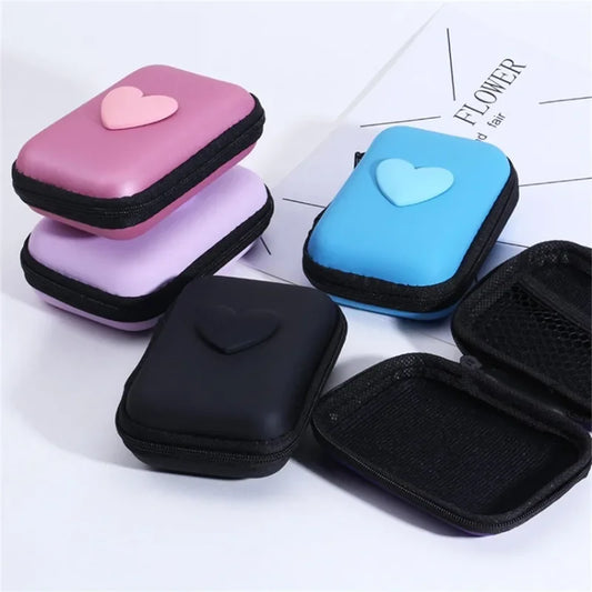 Cute Headphone & Data Cable Storage Bag | Rectangular Box Zipper Pouch Luxegan