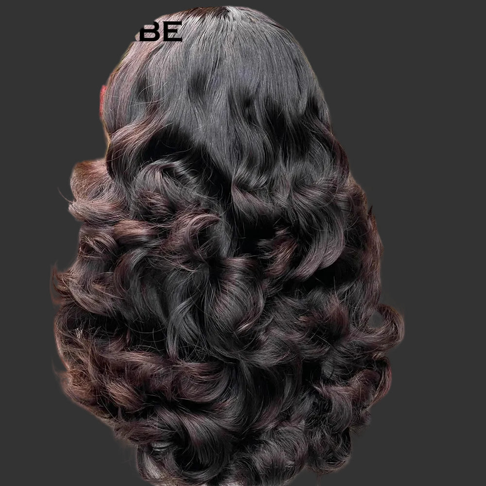 Glueless Bouncy Curly HD Lace Wig | Sophisticated 400 Density 13x6 Frontal | Elegant "Brazilian Remy" 26+ Inch Length | "Dignified" HD Transparent Wear-and-Go Human Hair for Radiant Versatile Styling Luxegan