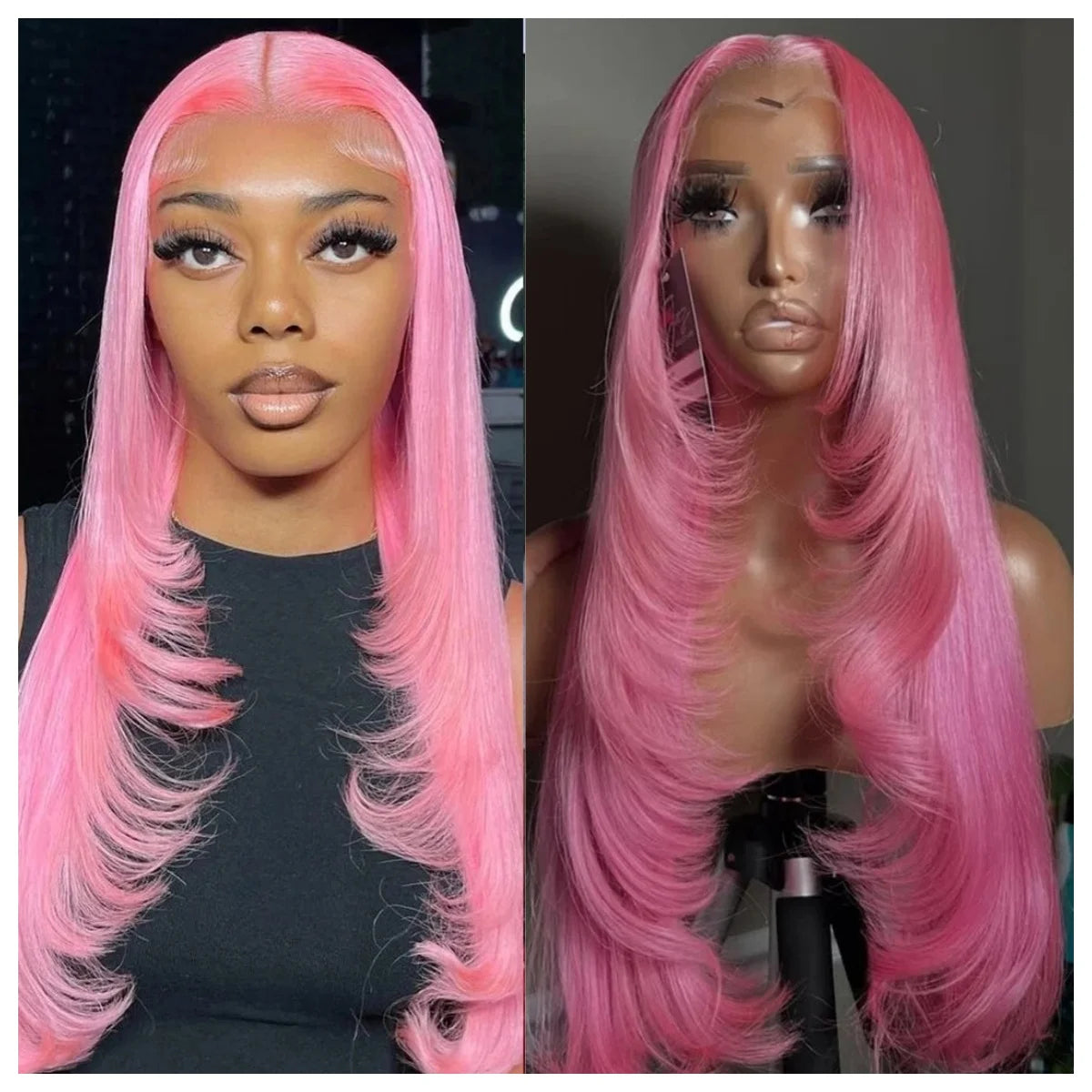 Light Pink Layered Straight Bob | Sophisticated 13x4 HD Transparent Lace Frontal | Elegant 12-Inch High-Temperature Fiber Wig | "Dignified" Natural Hairline Glueless Wig for Daily Wear & Cosplay Luxegan
