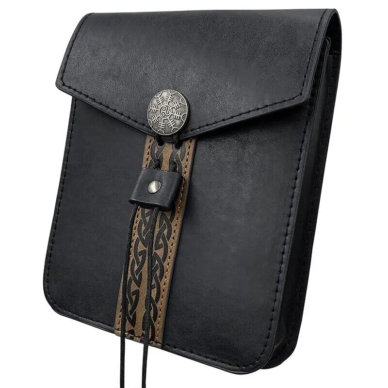 Bolso de cintura medieval Retro Punk, monedero portátil para hombres y mujeres, riñonera, hebilla de cuero estilo vikingo, bolso cuadrado, accesorios de disfraz