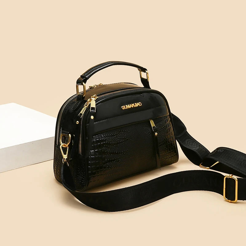 High-Quality PU Leather Fashionable Women's Crossbody Bag | Crocodile Luxury Designer Square Bag (Burgundy Elegant Hand Bag) Luxegan