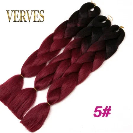 Synthetic Jumbo Braid Kanekalon Braiding Hair 24in | Ombre & Solid Colors | 100g