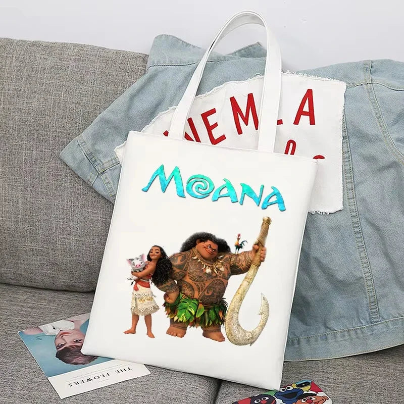 New Disney Moana Cartoon Canvas Shopper Bag | Unisex Large Capacity College Handbag & Shoulder Tote Luxegan