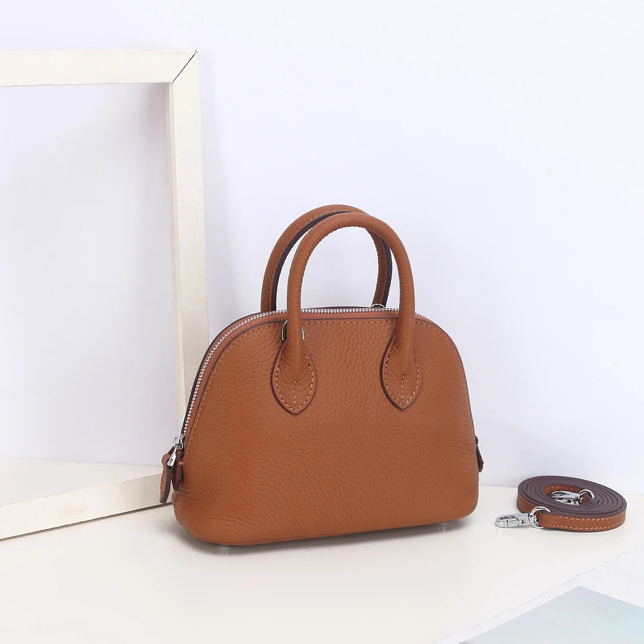 Shell Bag Women's Messenger Bag | Cow Leather Simple Shoulder Bag & Fashion Ladies Classic Handbag (Small Mobile Phone Crossbody Bag) Luxegan