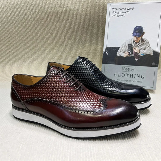 Men's Handcrafted Full Grain Leather Loafers | Sophisticated Cap Toe Oxford Casual Shoes | Elegant "Full Grain Calfskin" Silhouette | "Dignified" Breathable Flat Sneakers for Radiant Versatile Daily & Office Wear Luxegan