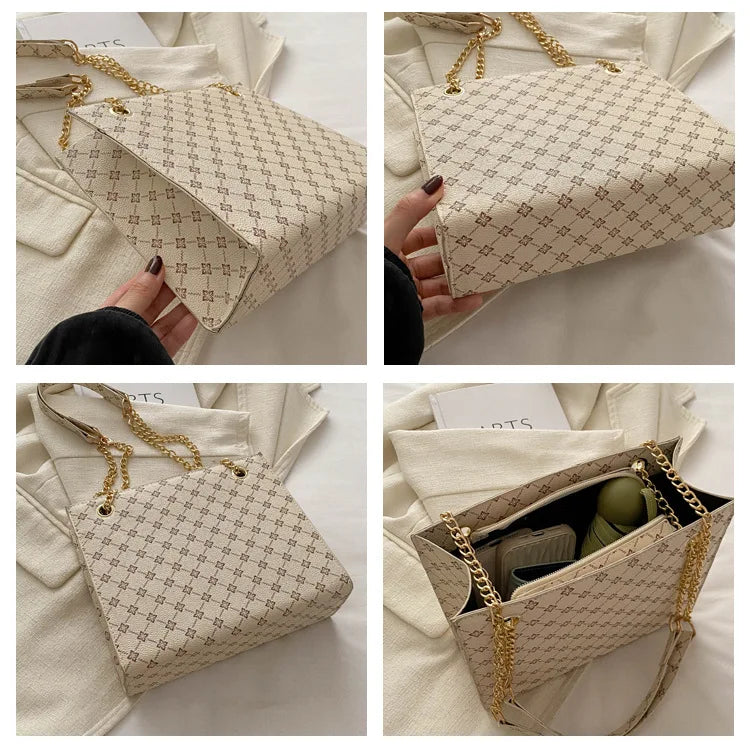 Fashionable Commuting Tote Bag | Women's Retro Casual Chain Shoulder Bag & Large Capacity Handbag Luxegan