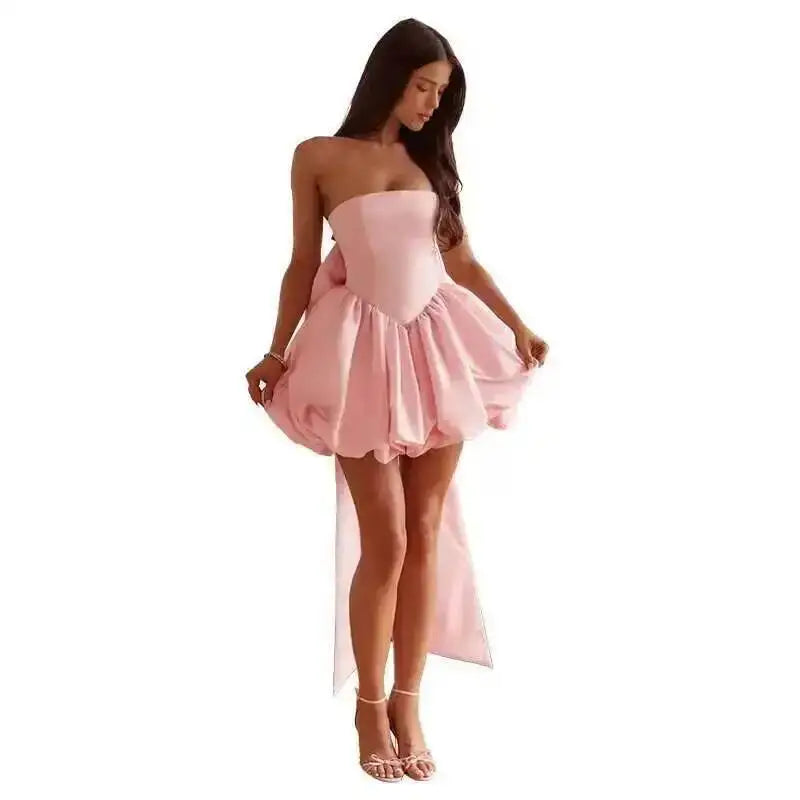 Townlike Bow Backless Sexy Party Dress Women Mini 2025 Spring Summer Dress Waist Wrap A-line Ball Gown Dresses