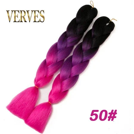 Synthetic Jumbo Braid Kanekalon Braiding Hair 24in | Ombre & Solid Colors | 100g