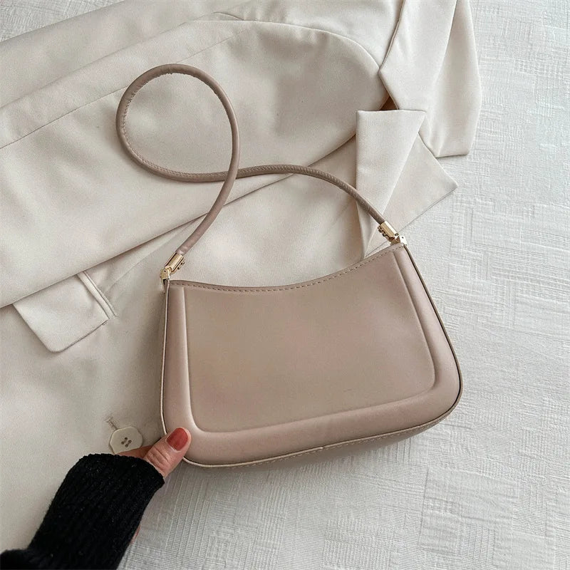 New Trendy Fashion Retro Solid Color Texture Underarm Bag | Popular Casual Simple Women's Small Square Handbag (Bolsos De Señora) Luxegan