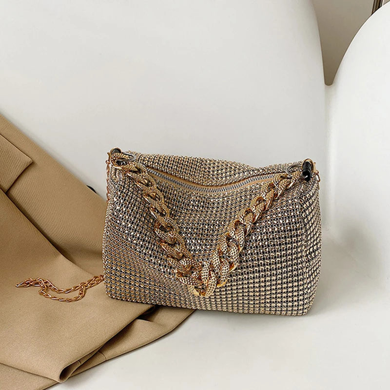 Bling Diamond Design Small Crossbody Messenger Bags | Women Summer Trend Luxury Fashion Travel Shoulder Handbags & Purses Luxegan