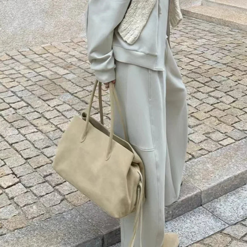 Fashion Genuine Leather Feel Women’s Handbag | Multiple Compartment Frosted Finish Designer Tote | Elegant Luxury Shoulder Bag | Retro Minimalist Casual Tote Luxegan