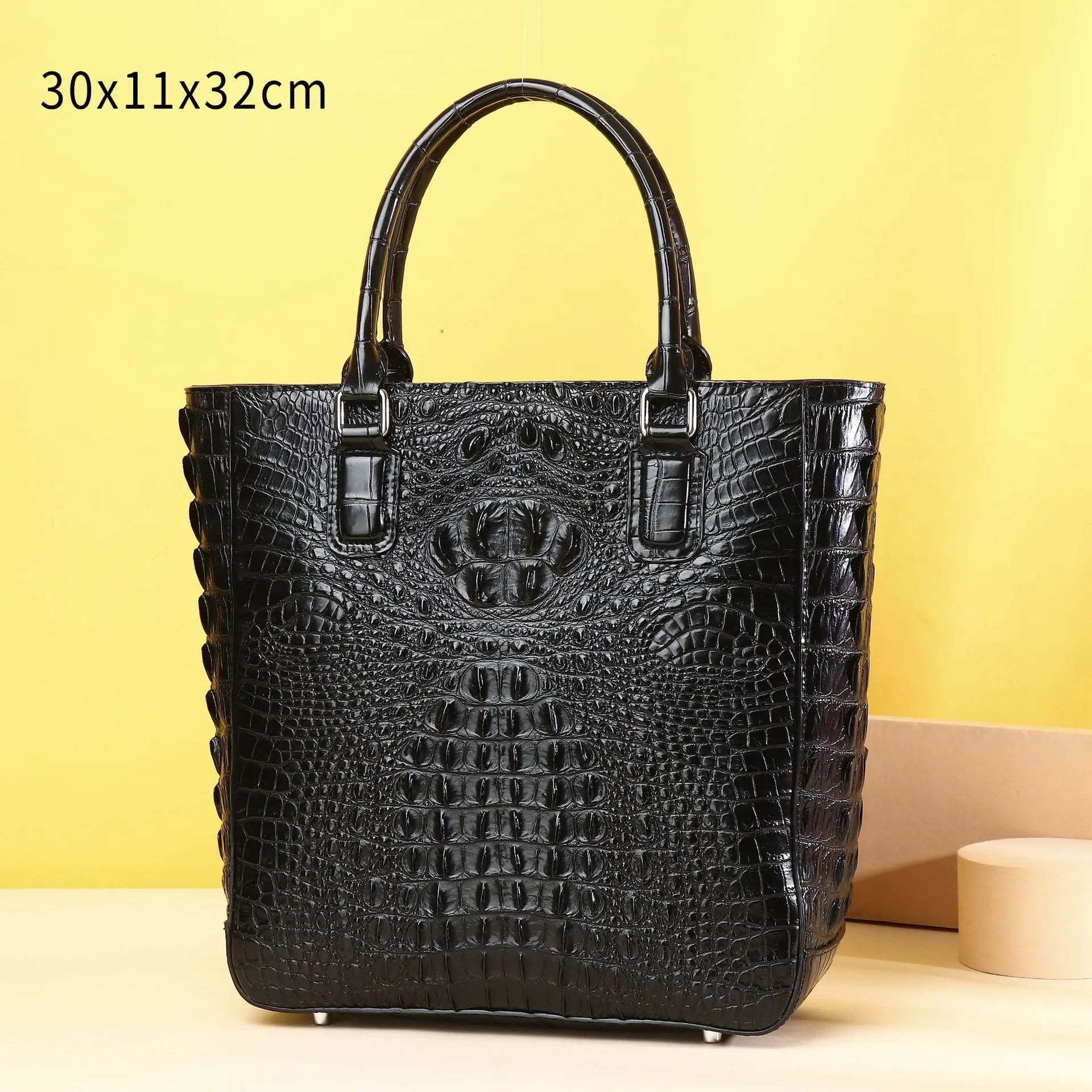 Women's Luxury Genuine Leather Alligator Handbag | Designer Real Natural Leather Shoulder Bag | Hard Shell Casual Tote Crossbody Purse | Multi-Pocket Large Capacity Versatile Satchel Model 20250603f Luxegan