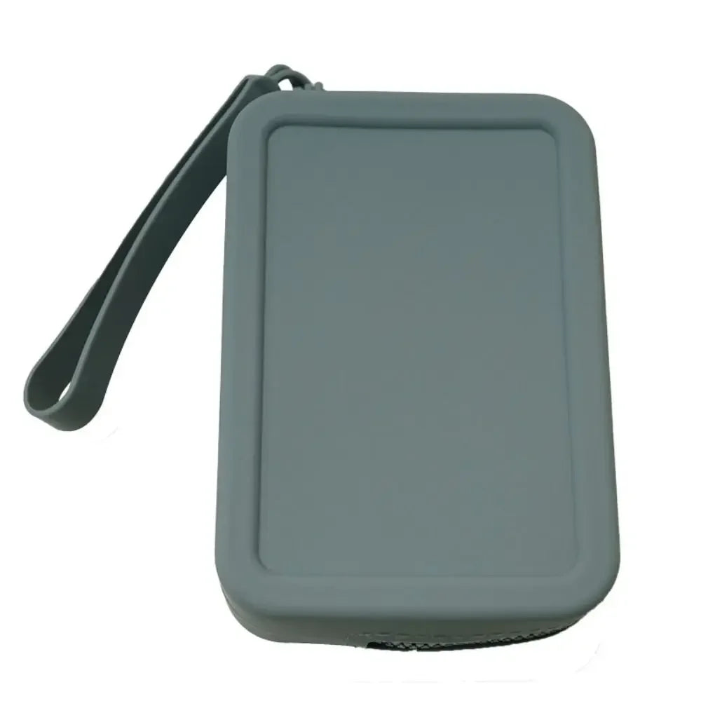 Morandi Color Silicone Cosmetic Bag | Rectangle Large Capacity Multifunction Storage Pouch | Solid Color Zipper Coin Purse Luxegan