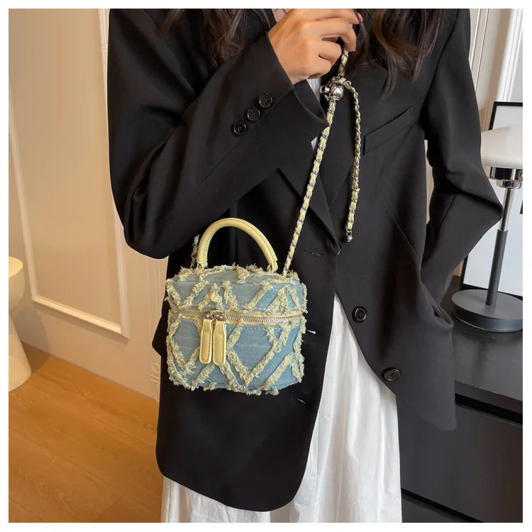 Fashion Denim Single Shoulder Bag | Women's Soft Chain Crossbody Handbag and Purse Luxegan