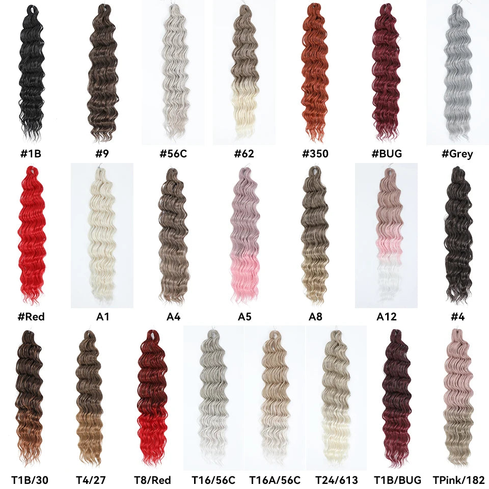 Loose Deep Wave Crochet Braiding Hair 24in | 50 Strands 100g | 22 Colors | Water Wave Twist Luxegan