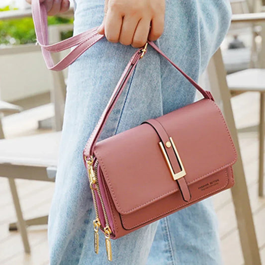 Leather Women's Mobile Phone Bag | Fashionable Multifunctional Small Square Bag (Trendy Retro Shoulder Bag) Luxegan