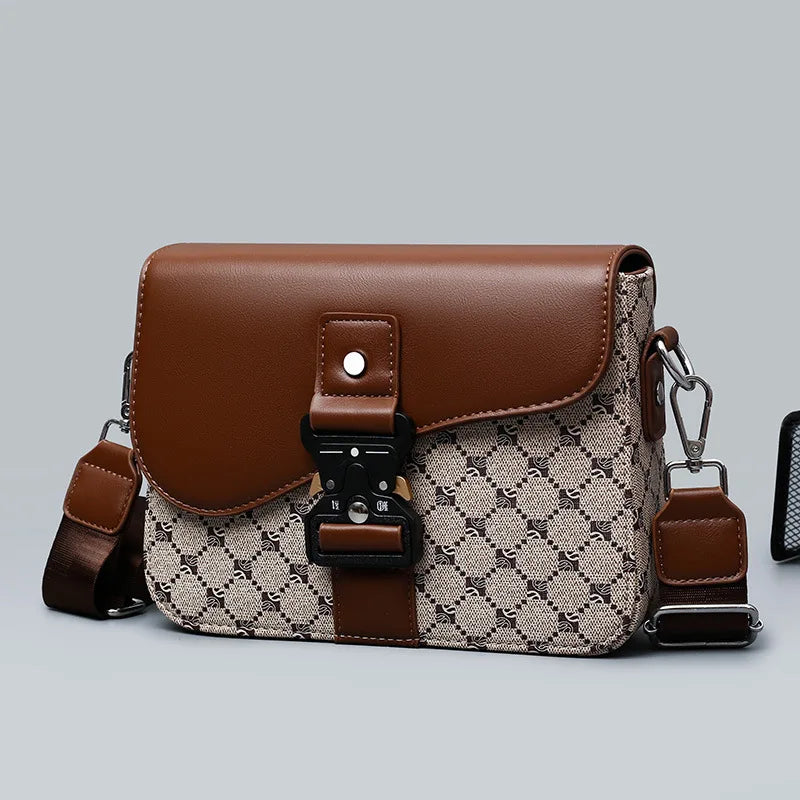 Luxury Floral Saddle Crossbody Bag | Sophisticated "Flap Hasp" Silhouette | High-End Men's Fashion Messenger Bag | "Dignified" High-Performance PU Leather Sling for Radiant Versatile Styling Luxegan