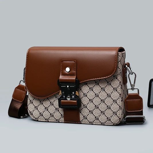 Luxury Floral Saddle Crossbody Bag | Sophisticated "Flap Hasp" Silhouette | High-End Men's Fashion Messenger Bag | "Dignified" High-Performance PU Leather Sling for Radiant Versatile Styling Luxegan
