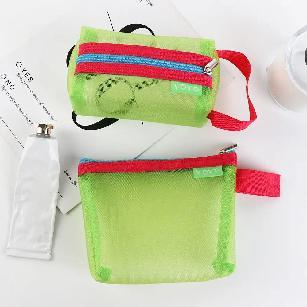 Mesh & Nylon Zipper Pouch | Transparent Travel Organizer & Coin Purse Luxegan