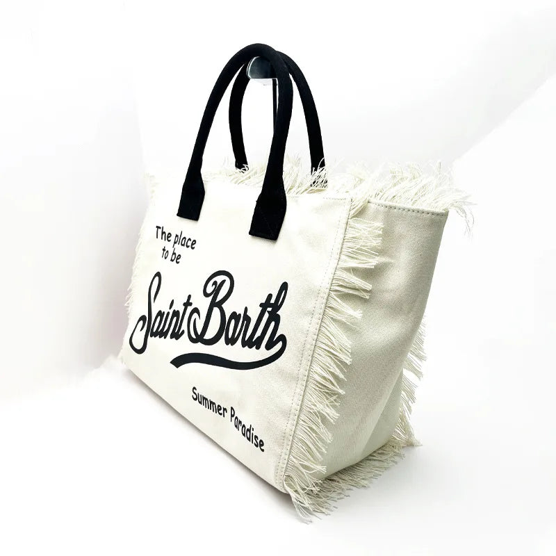 New Large Capacity Leisure Travel Bag | Handmade Canvas Tote with Tassel & Zipper Luxegan
