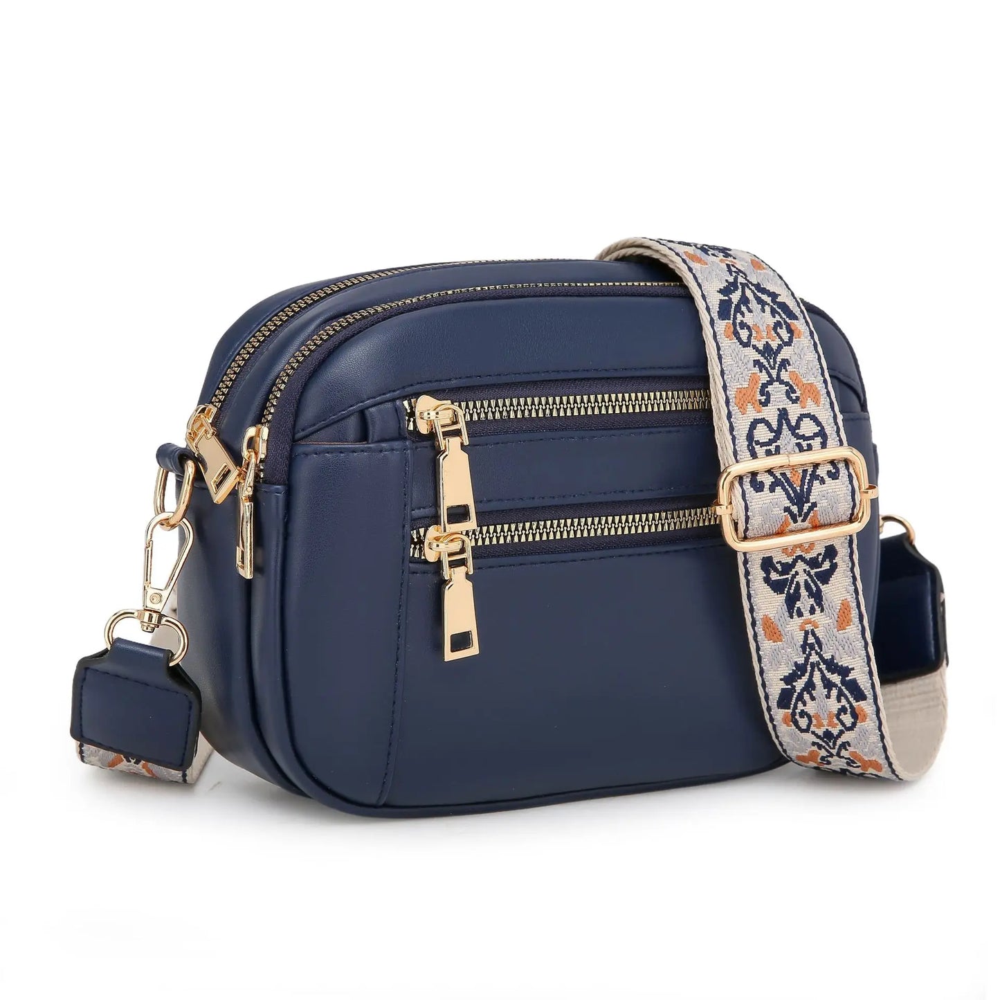 Stylish Wide Strap Leather Crossbody Bag | Color-Matching & Small Square Shoulder Bag Luxegan