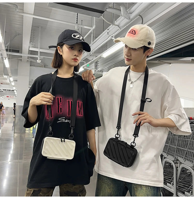 Diagonal Striped Box Bag | Unisex Messenger & Shoulder Bag Luxegan