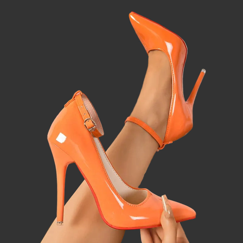 16cm Metal Ankle Cover Sandals | Sophisticated Black Flock Platform High Heels | Elegant "Modern Stripper" Party Club Shoes | "Dignified" Extreme High Heel Pole Dance Footwear for Radiant Versatile Styling Luxegan