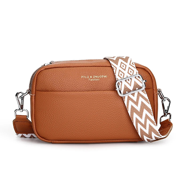 High Quality Genuine Leather Women's Crossbody & Shoulder Bag | Luxury Solid Color Cow Leather Handbag (Female Messenger Tote Sac) Luxegan