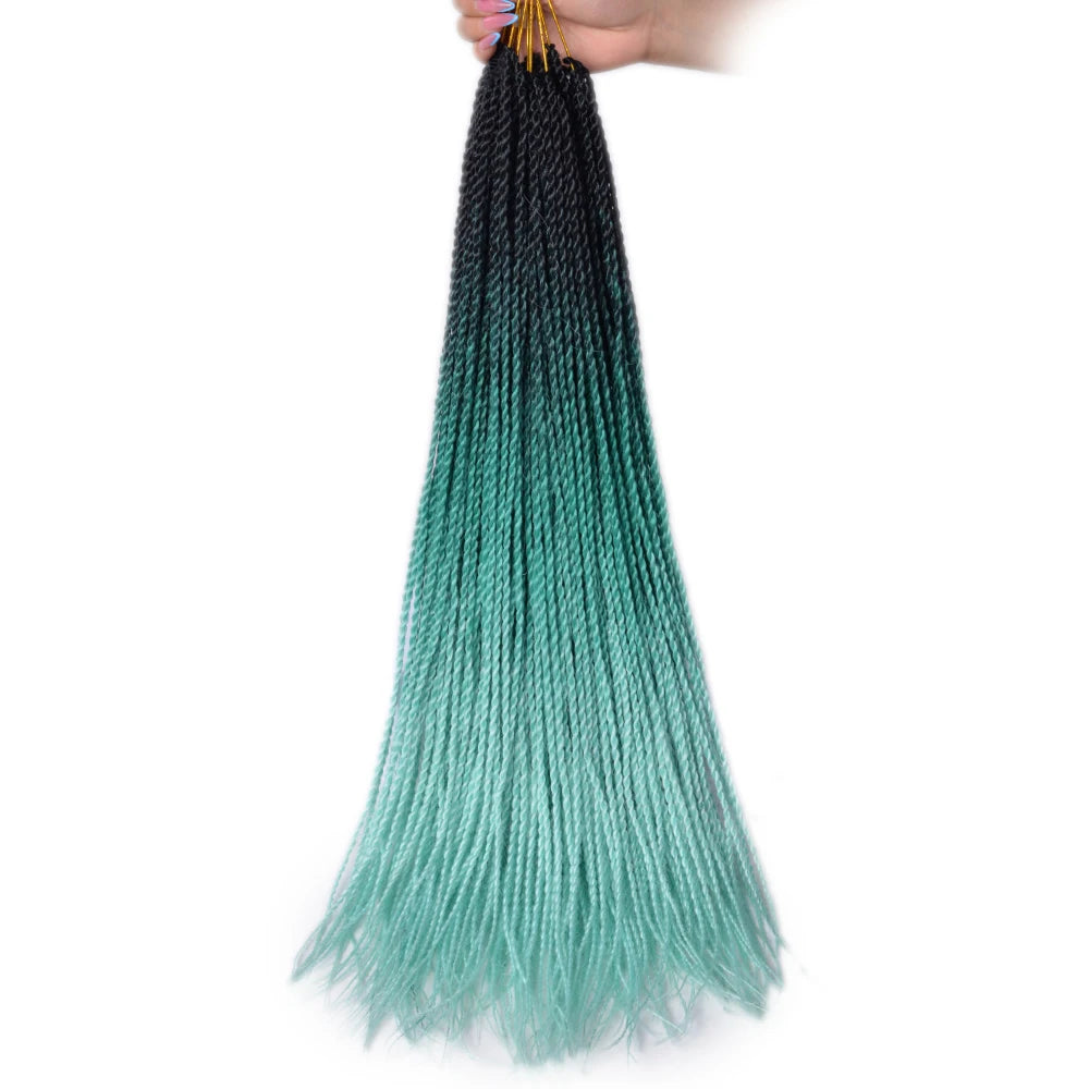 24-Inch Long Ombre Box Braids Crochet Hair - Pre-Looped Synthetic Braiding Hair Extensions - High Temperature Fiber 22 Strands/Pack Piano Color Crochet Braids for Women & Girls (27 Colors Available)