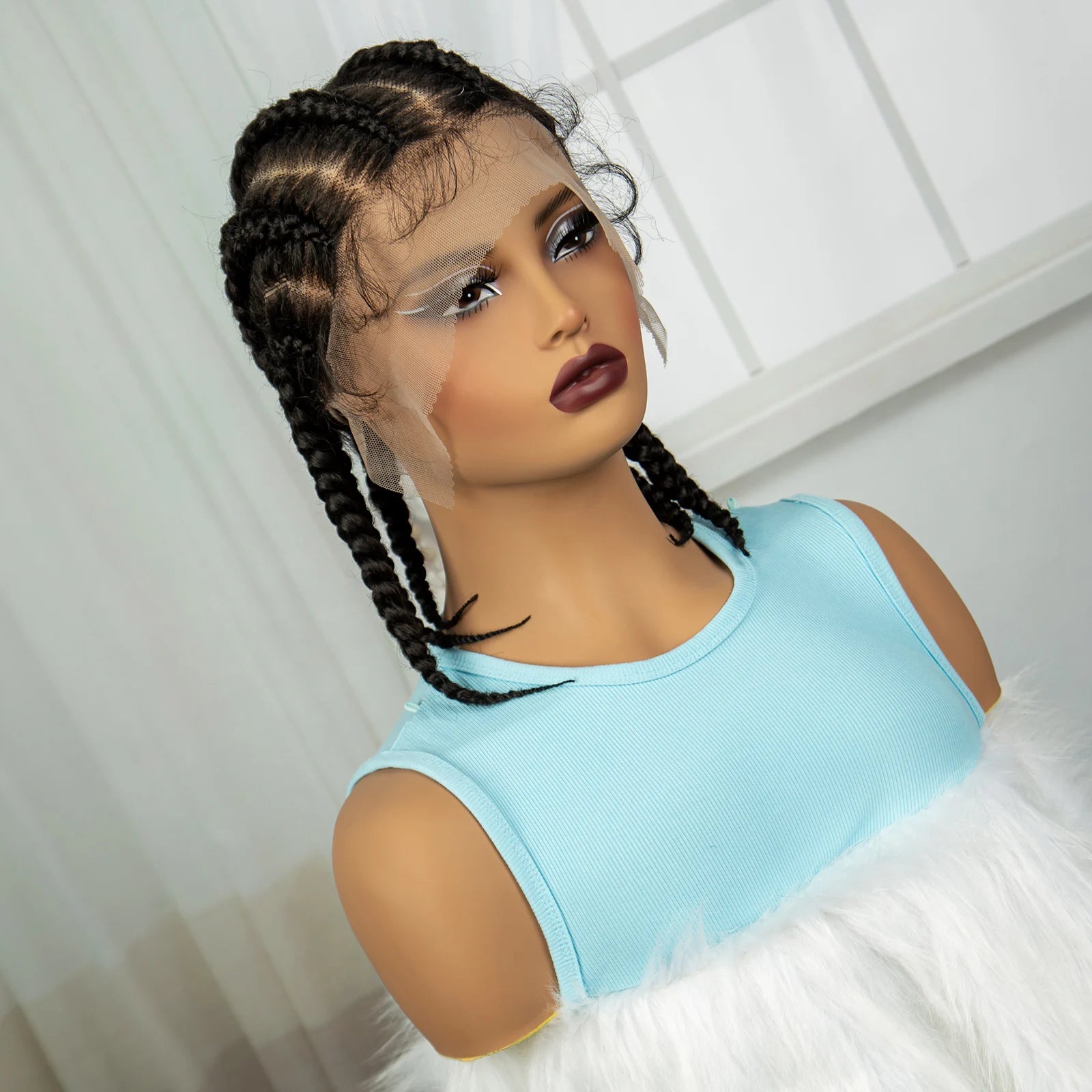  14" Short Knotless Cornrow Braids Wig | Transparent Full Lace Bob Luxegan